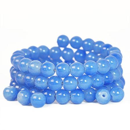 Imitationskvarts, 8mm Krackelerade Runda Pärlor, Ljusblåa, 40g ( Blå