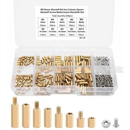 300 stk. Hex Messing Afstandsstykke Standoff Skruemøtrik Gevindsøjle