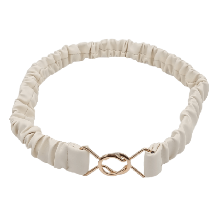 Complement 2,5 Cm Rynkigt Elastiskt Bälte I Imitationsläder Skärp Dam Beige S