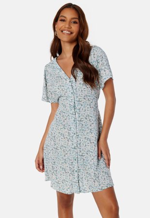 ONLY Onlevida S/S Short Dress Gray Mist AOP:FLOWER Klær