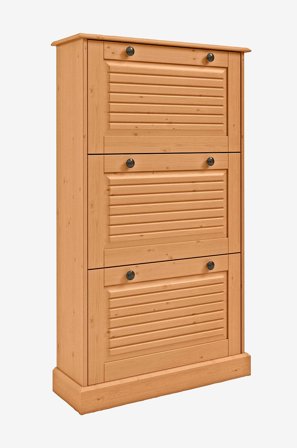 Loft24 - Mille Skoskåp med 3 luckor i furu - Brun - Skoskåp - Från Homeroom