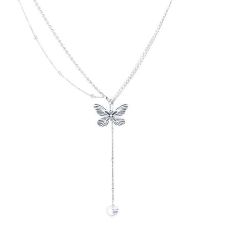 S925 hopea kaulakoru klassinen äitienpäivälahja naisille ja tytöille Butterfly Love Heart
