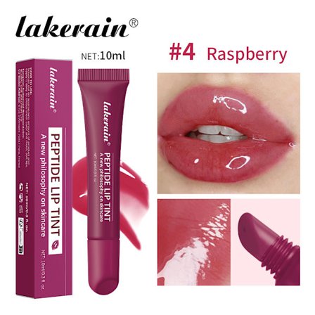 RHODE Peptide Lip Balm, Återfuktande Färgad Gel Läppglans, Tub Spegelglans Läppglans, #4 Hallon, 10ml