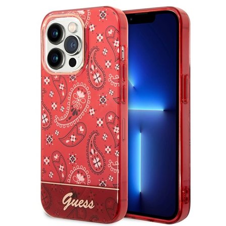 Guess GUHCP14LHGBNHR iPhone 14 Pro 6.1" punainen/punainen kovakantinen kotelo Bandana paisley