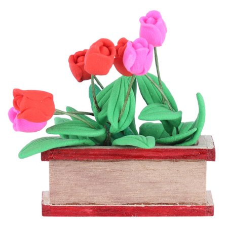 Dukkehus Miniature Tulipaner Udsøgt Udførelse Glattere Kanter Lyse Farver Ingen Giftige Materialer Mini Simulering Tulipaner