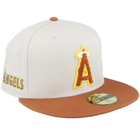 New Era - MLB Beige fitted Keps - Los Angeles Angels Boucle 59FIFTY Stone/Burnt Pine Fitted @ Hatstore