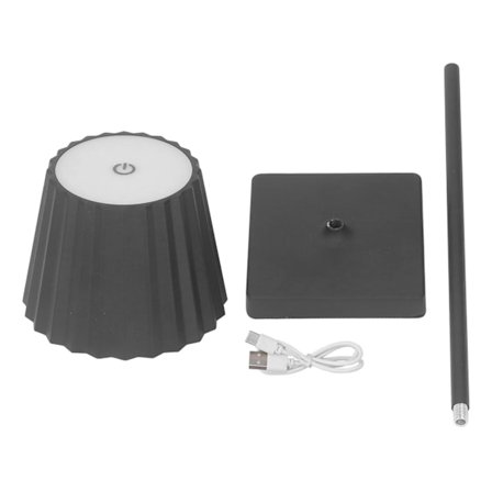 Genopladelig Trådløs LED Bordlampe Touch Trinløs Dæmpning Natlampe til Soveværelse og Spisestue Sort