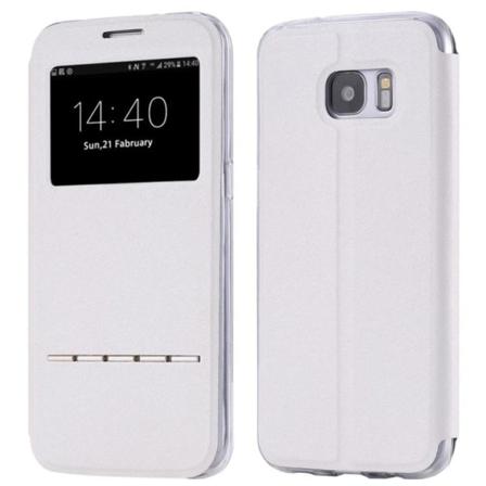 Samsung S6 Edge - Leman Fodral Med Smart-funktion Vit