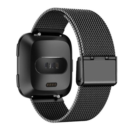Fitbit Versa erstatnings urrem i stainless stål med milanetisk mønster - Sort