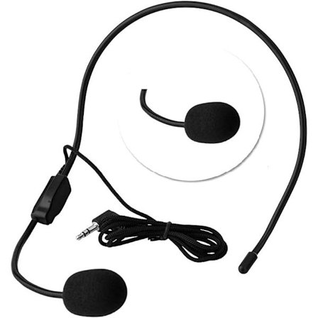 3,5 mm kablet hodemontert mikrofon med kondensatormikrofonkontakt for høyttalere med stemmeforsterker