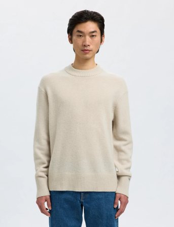 Selected Slhcalle Relaxed Cashmere Blend Crew - Cream - XL