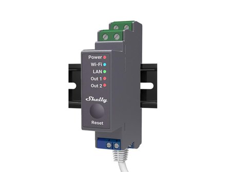 Shelly Pro 2 Din Wifi 2-Ch 25A Grey