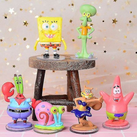 6 stk./sæt Spongebob Squarepants Patrick Star Squidward Tentacles Pvc Figur Legetøj