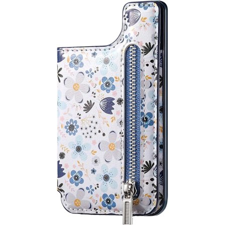 Kortholder for baksiden av telefonen - Stor kapasitet magnetisk telefonlommebokklistre på - Liten blomstermønstret kortholder med RFID-tyverisikring