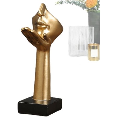 Ajattelukasvojen Peitepatsas, Hiljainen Kultainen Hartsi Veistos Pöytäkoriste - Kädessä Pidetty Kasvopeite, Luova Ajattelija Patsaat, Veistos