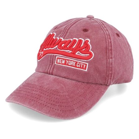 Iconic - Röd unconstructed Keps - "Always New York Washed Red Dad Cap " @ Hatstore