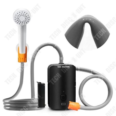 TD Bärbar dusch, elektrisk dusch, olika munstycken, utomhustvätt, camping, laddning, badartefakt, campingdusch, svart