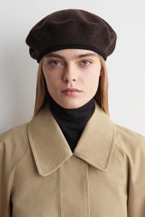 COS Femme Béret En Laine De Yak Mélangée in Marron