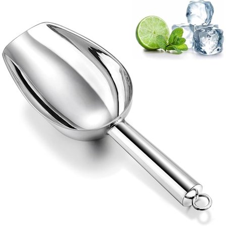 Jääpalakauha Jääkauha Jääpala-astia Kokonaispituus 23cm Ruostumaton teräs Ruokakauha Jäätyökalut Monitoimikauha Helppo puhdistaa Kestävä ja kiiltävä