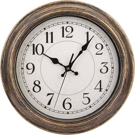 12 tommer retro vægur, vintage rundt dekorativt vægur