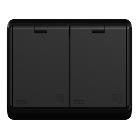 ELKO Dobbel stikkontakt sprutsikker innfelt RS16 sort