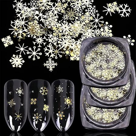 3 Æsker 250 Stk Jule-Neglekunst Glittersnefnug Guld Metal Neglepailleter 3d Neglekunst Dekaler Juleglitters Neglekunst Dekoration Manicure Tips Gel