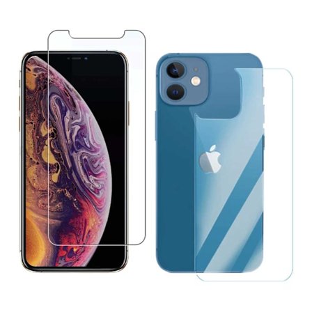 2-pack iPhone 12 Display Film + Beskyttende film til ryg