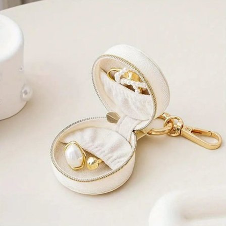 Pyöreä mini-korurasia, kannettava matkakorujen järjestäjä, korvakoru- ja sormusjärjestäjä, korut eivät sisälly.