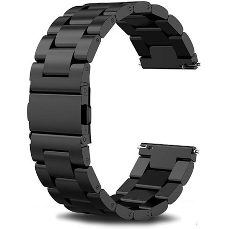 Yhteensopiva Garmin Venu/Vívoactive 3/5/Venu 2 Plus/Sq 2/Vivomove Trend/Forerunner 245/645, 22MM Ruostumattomasta Teräksestä Valmistettu Musta Ranneke