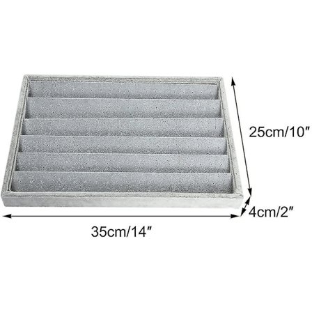 Fløyels Smykkeskrin for Halskjede Ring Armbånd Grå