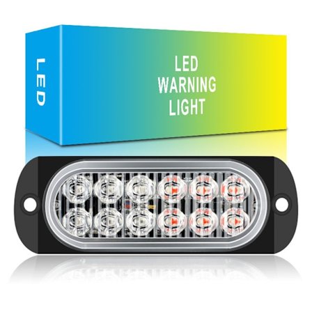 Lastbil 12-24v bil side blinklys advarselslys 12LED ultratynd burst Strobelys 36W (2 stk)