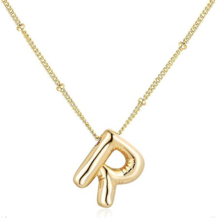 Boble Brev Halskæde Ballon Initial Halskæde Til Kvinder Piger Fancy Alfabet Vedhæng 14k Guldbelagt Puffy Navn Personlig Smykkegave R