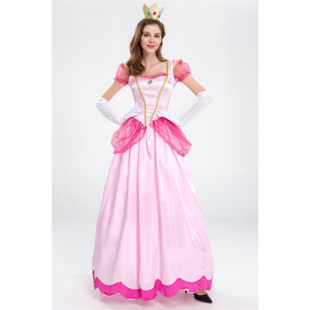 Halloween-asu Super Mario Princess Peach cosplay -asu Linnakuningatar mekko vaaleanpunainen XL SQBB