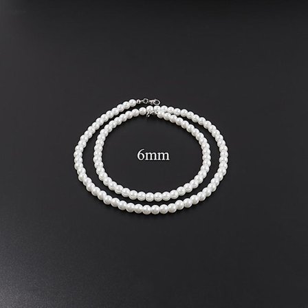 2022 New Fashion Imitation Pearl Men Necklace Simple Classic Width 6/8