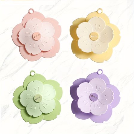 1/4 stk. Afløbsdæksel med kirsebærblomst, anti-lugt og tætningsdæksel, gulvmåtte, afløbsdæksel, anti-lugt afløbsprop, hårfanger bruseafløbsdæksel...