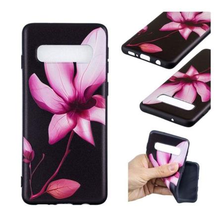 Samsung Galaxy S10 mjukfodral med präglat mönster - Rosa Blomma Rosa