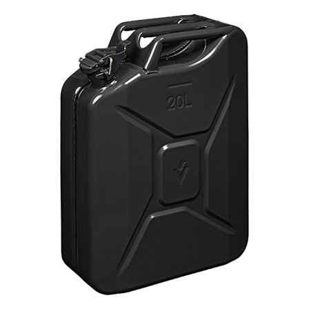 Jerry can 20L metal sort UN- & TüV/GS-godkendt