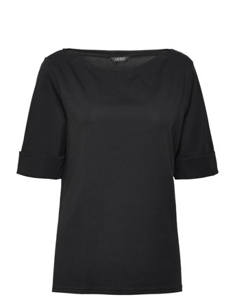 Lauren Ralph Lauren Stretch Cotton Boatneck Tee - Black - XXL