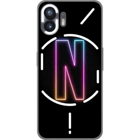 Kompatibel Mobilcover til Nothing Nothing Phone (2) Minimalistisk neonbogstav N i farveskiftende lys mod sort baggrund