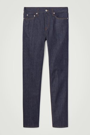 COS Men's Pillar Raw Selvedge Avsmalnade Jeans in Blå