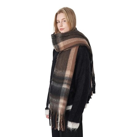 Vintage skjerf for kvinner, luksuriøst kasjmir-sjal for aftenkjoler, varm vinterponcho-kåpe, koselige tykke ullsjal, elegant N