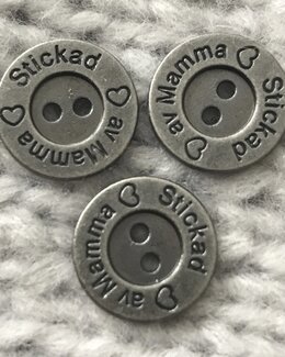 Metallknapp Stickad av Mamma 15 mm