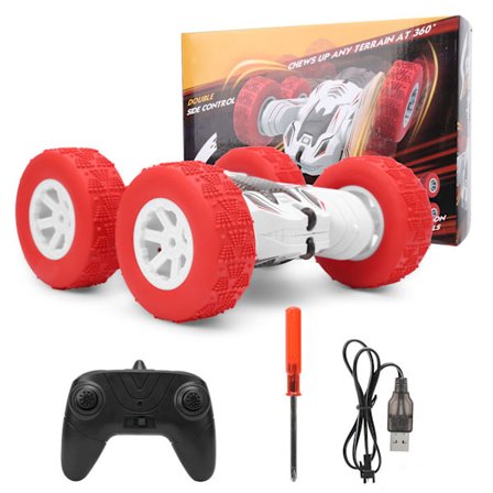 X‐013A 2.4G Fjernstyrt bil 360 graders rotasjon Dobbeltsidig RC bil Kjøretøy leketøy gaveRød