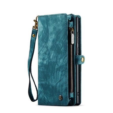 Fodral för Samsung S25 Ultra blått dragkedja plånbok läder magnetisk