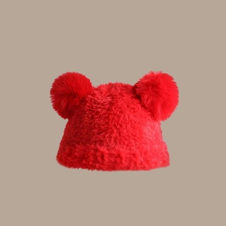 Strikket Hue Bjørn Øre Hue RØD