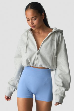 ICANIWILL - Everyday Cropped Zip Hoodie White Melange - Naiset - Treenivaatteet ICIW:ltä