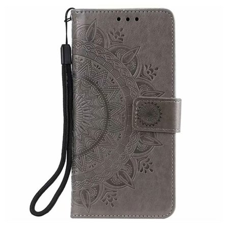 Til iPhone 11 - Wallet Case Mandala - Grå Solsikke Totem Telefon Cover