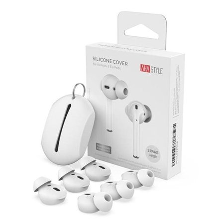 Silikonöronproppar till AirPods 1 / 2 Large - Vit