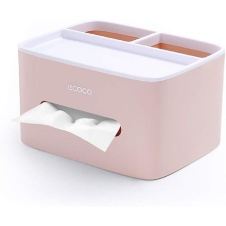 Multifunksjonell Tissue Box, Fjernkontroll og Tissueholder, Organizer med Tissue Box Rosa