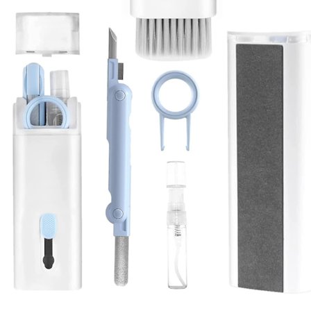 7-in-1 puhdistussarja Airpods-kuulokkeille silmäliinalla, näppäimistön puhdistusharja, monitoiminen näppäimistön puhdistus